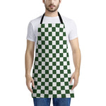 Forest Green And White Checkered Print Apron