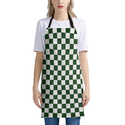 Forest Green And White Checkered Print Apron
