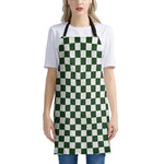 Forest Green And White Checkered Print Apron