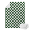 Forest Green And White Checkered Print Blanket