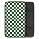 Forest Green And White Checkered Print Car Center Console Cover