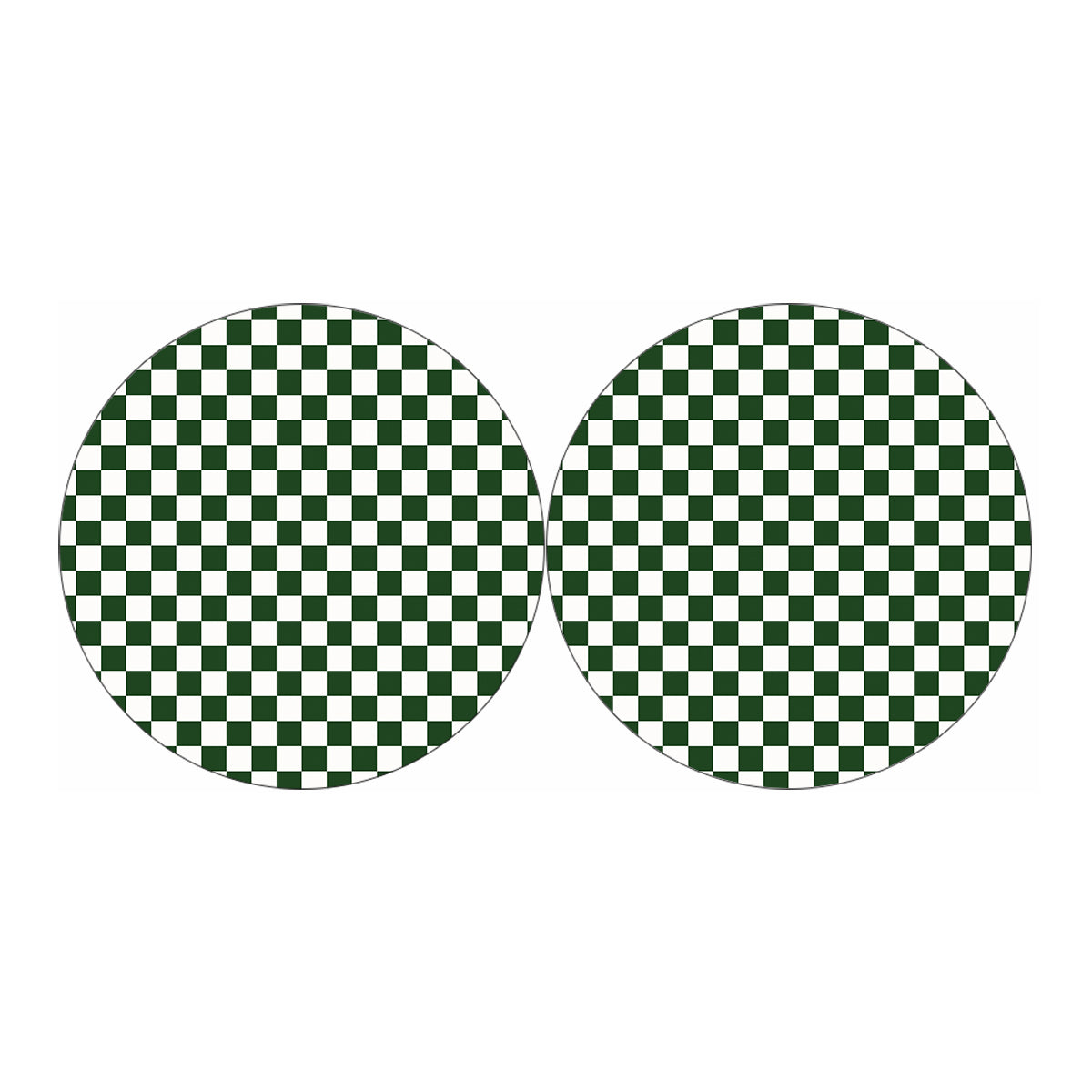 Forest Green And White Checkered Print Car Coasters