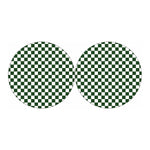 Forest Green And White Checkered Print Car Coasters