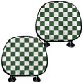 Forest Green And White Checkered Print Car Headrest Covers