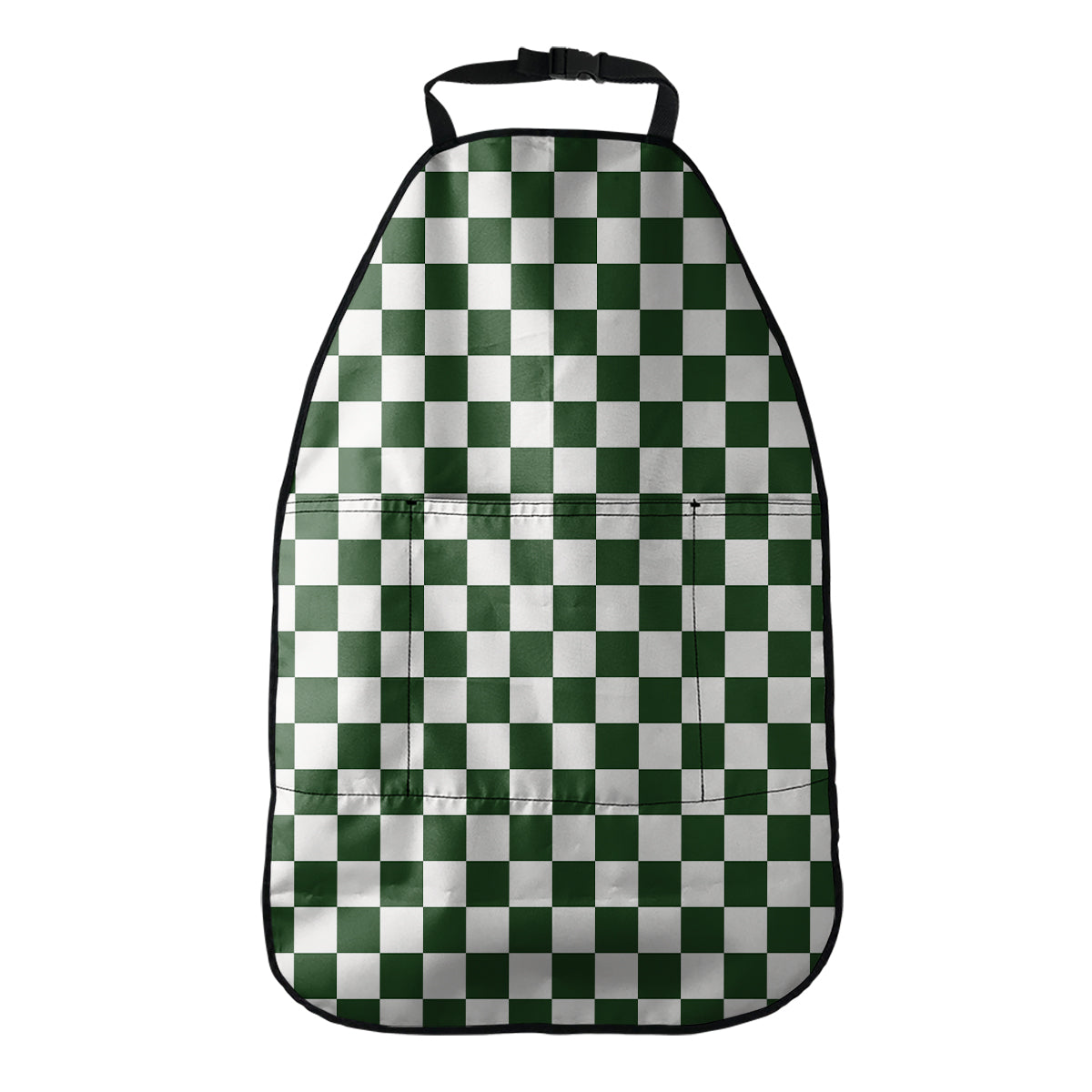 Forest Green And White Checkered Print Car Seat Organizers