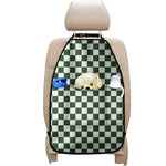 Forest Green And White Checkered Print Car Seat Organizers
