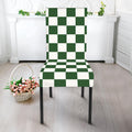 Forest Green And White Checkered Print Dining Chair Slipcover