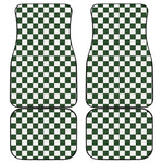 Forest Green And White Checkered Print Front and Back Car Floor Mats