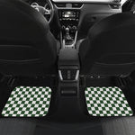 Forest Green And White Checkered Print Front and Back Car Floor Mats