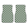 Forest Green And White Checkered Print Front Car Floor Mats