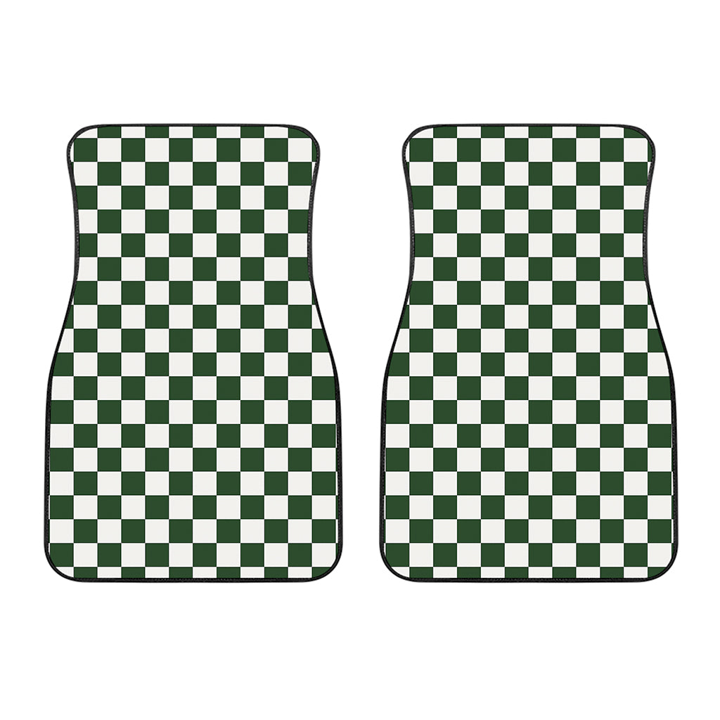 Forest Green And White Checkered Print Front Car Floor Mats