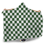Forest Green And White Checkered Print Hooded Blanket