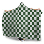 Forest Green And White Checkered Print Hooded Blanket
