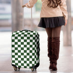 Forest Green And White Checkered Print Luggage Cover