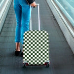 Forest Green And White Checkered Print Luggage Cover