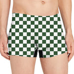 Forest Green And White Checkered Print Men's Boxer Briefs