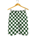Forest Green And White Checkered Print Men's Shorts