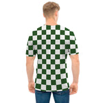 Forest Green And White Checkered Print Men's T-Shirt
