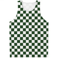 Forest Green And White Checkered Print Men's Tank Top