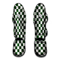 Forest Green And White Checkered Print Muay Thai Shin Guards