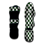 Forest Green And White Checkered Print Muay Thai Shin Guard