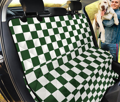 Forest Green And White Checkered Print Pet Car Back Seat Cover