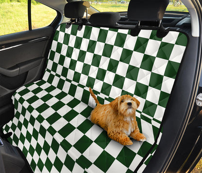 Forest Green And White Checkered Print Pet Car Back Seat Cover