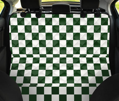 Forest Green And White Checkered Print Pet Car Back Seat Cover