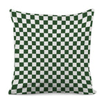 Forest Green And White Checkered Print Pillow Cover
