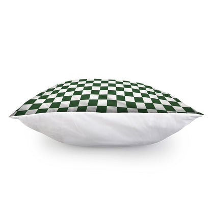 Forest Green And White Checkered Print Pillow Cover