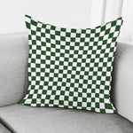 Forest Green And White Checkered Print Pillow Cover