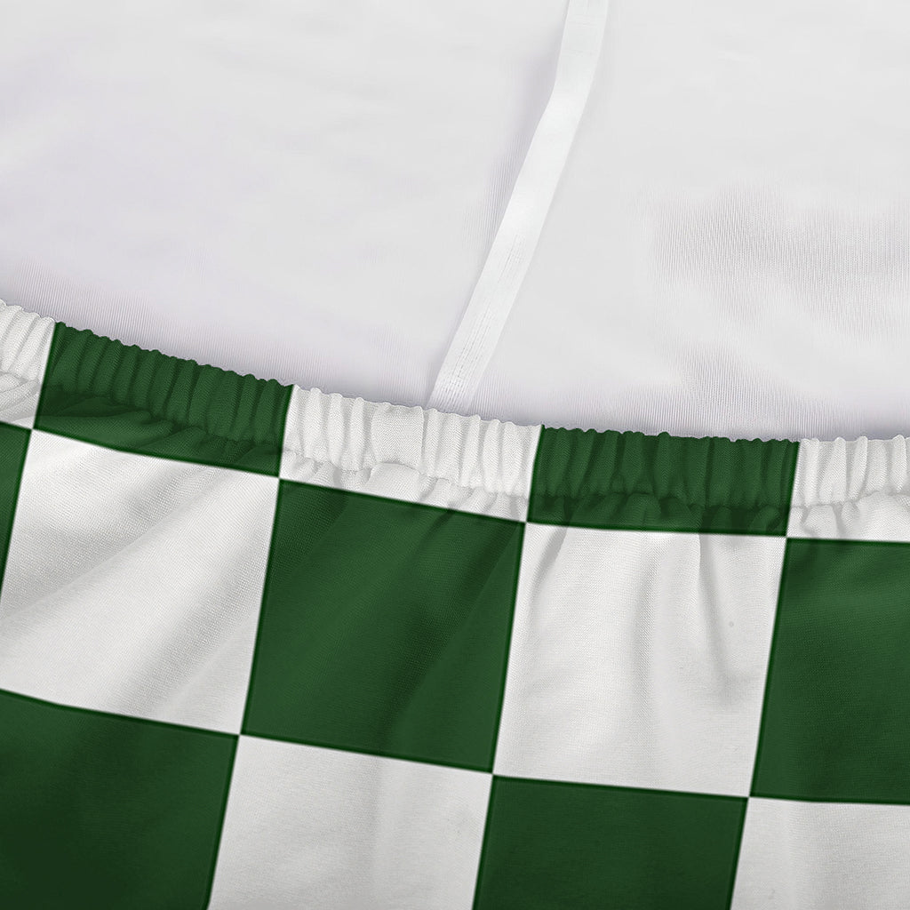 Forest Green And White Checkered Print Sofa Cover