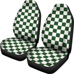 Forest Green And White Checkered Print Universal Fit Car Seat Covers