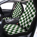Forest Green And White Checkered Print Universal Fit Car Seat Covers