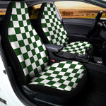 Forest Green And White Checkered Print Universal Fit Car Seat Covers