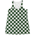 Forest Green And White Checkered Print Women's Racerback Tank Top