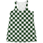 Forest Green And White Checkered Print Women's Racerback Tank Top