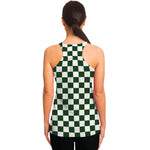 Forest Green And White Checkered Print Women's Racerback Tank Top
