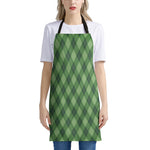 Forest Green Argyle Pattern Print Apron