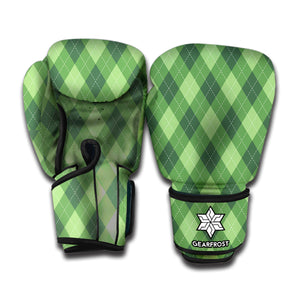 Forest Green Argyle Pattern Print Boxing Gloves