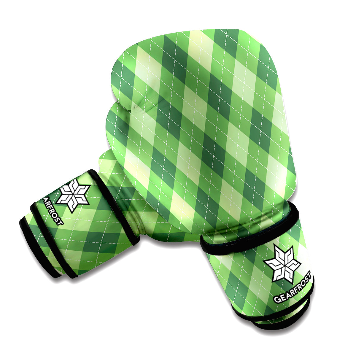 Forest Green Argyle Pattern Print Boxing Gloves