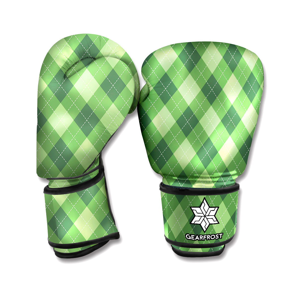 Forest Green Argyle Pattern Print Boxing Gloves