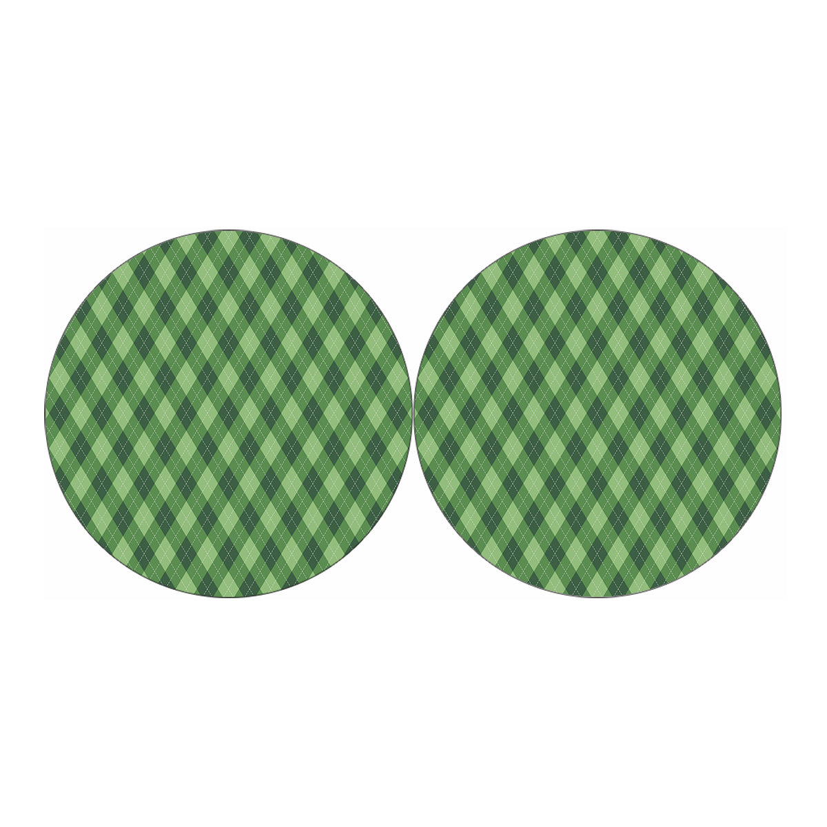 Forest Green Argyle Pattern Print Car Coasters