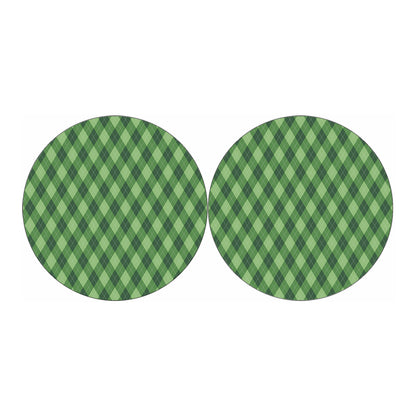 Forest Green Argyle Pattern Print Car Coasters