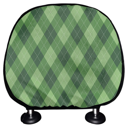 Forest Green Argyle Pattern Print Car Headrest Covers