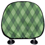 Forest Green Argyle Pattern Print Car Headrest Covers