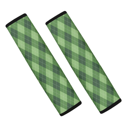 Forest Green Argyle Pattern Print Car Seat Belt Covers