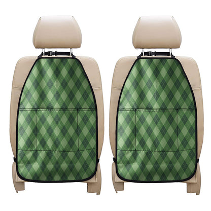 Forest Green Argyle Pattern Print Car Seat Organizers