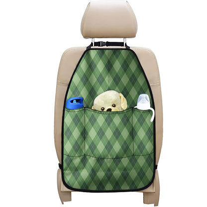 Forest Green Argyle Pattern Print Car Seat Organizers