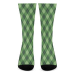 Forest Green Argyle Pattern Print Crew Socks